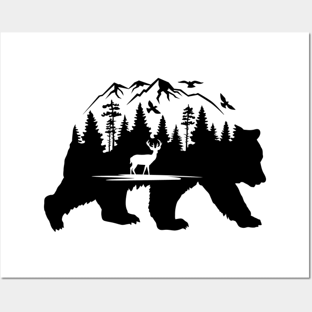 Bear, Deer and Mountains Wall Art by CB Creative Images